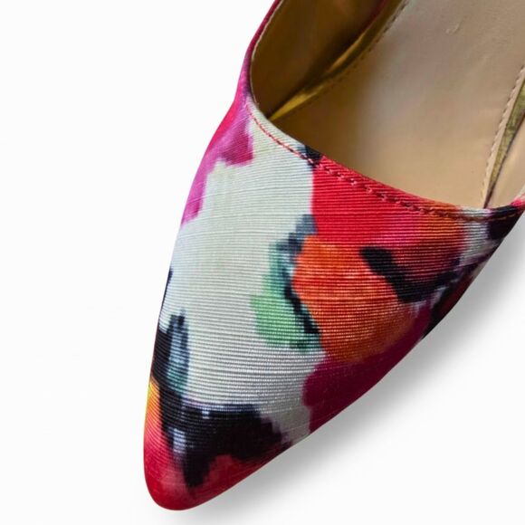 Jessica Simpson 7.5 Veronica Pumps Floral Watercolor Heels Pink Red Black Flirty - Picture 4 of 10